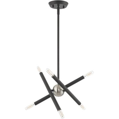 Gray Six Light Metal Dimmable Chandelier With Shades HomeRoots