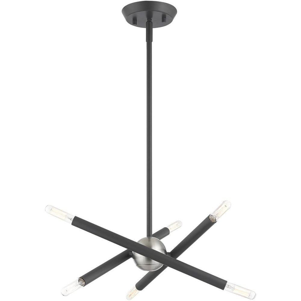 Gray Six Light Metal Dimmable Chandelier With Shades HomeRoots