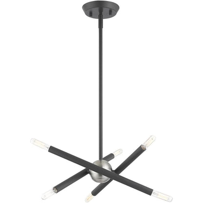 Gray Six Light Metal Dimmable Chandelier With Shades HomeRoots