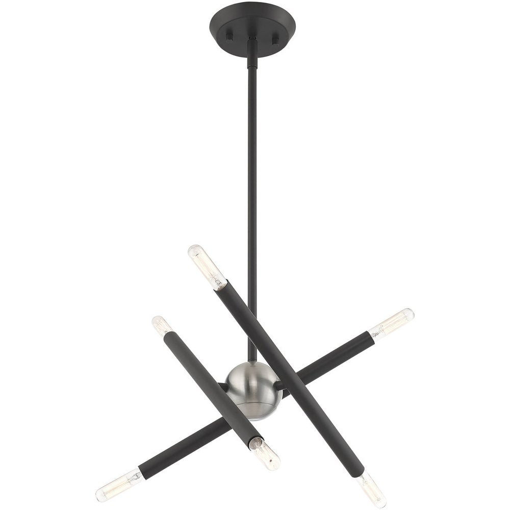 Gray Six Light Metal Dimmable Chandelier With Shades HomeRoots