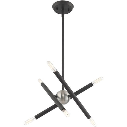 Gray Six Light Metal Dimmable Chandelier With Shades HomeRoots