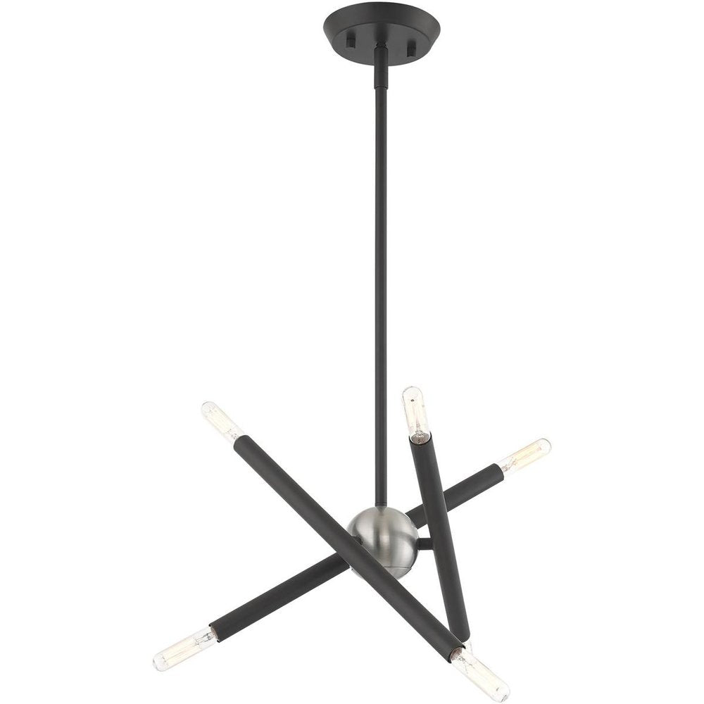 Gray Six Light Metal Dimmable Chandelier With Shades HomeRoots