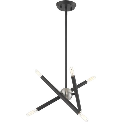 Gray Six Light Metal Dimmable Chandelier With Shades HomeRoots