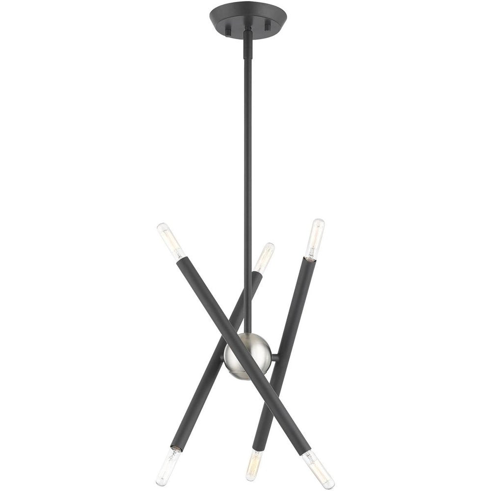 Gray Six Light Metal Dimmable Chandelier With Shades HomeRoots