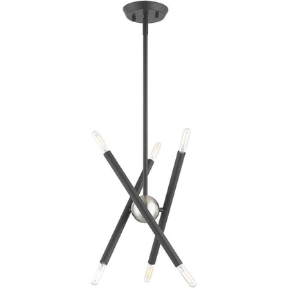Gray Six Light Metal Dimmable Chandelier With Shades HomeRoots