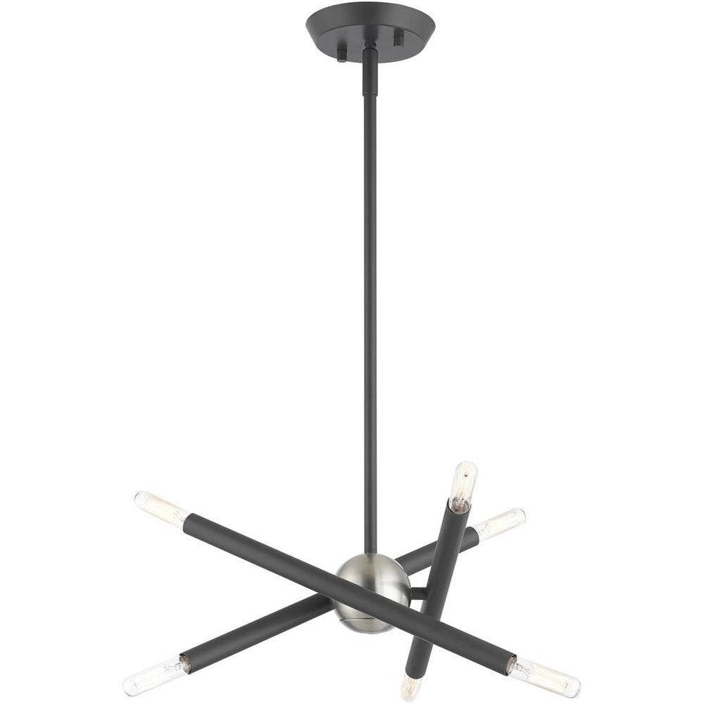 Gray Six Light Metal Dimmable Chandelier With Shades HomeRoots