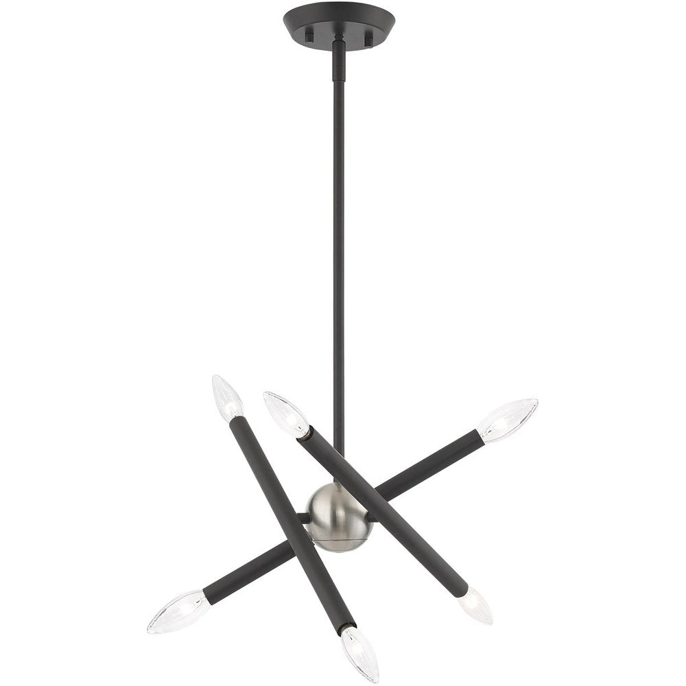 Gray Six Light Metal Dimmable Chandelier With Shades HomeRoots