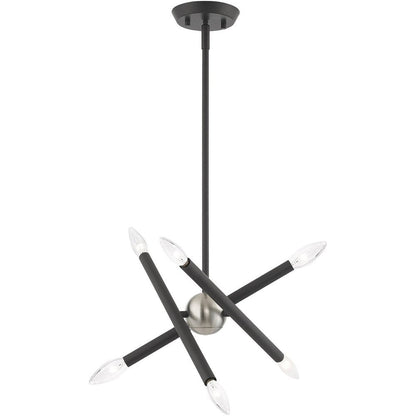 Gray Six Light Metal Dimmable Chandelier With Shades HomeRoots