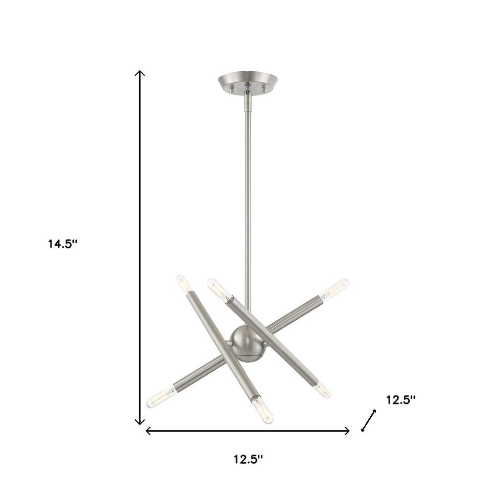 Nickel Six Light Metal Dimmable Chandelier With Shades HomeRoots