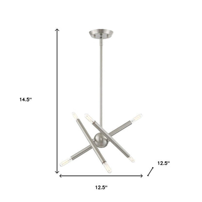 Nickel Six Light Metal Dimmable Chandelier With Shades HomeRoots
