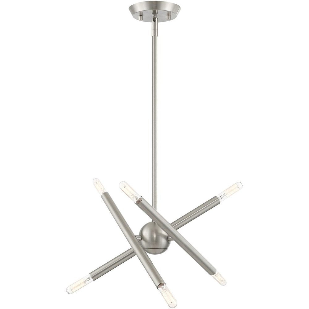 Nickel Six Light Metal Dimmable Chandelier With Shades HomeRoots