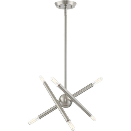 Nickel Six Light Metal Dimmable Chandelier With Shades HomeRoots