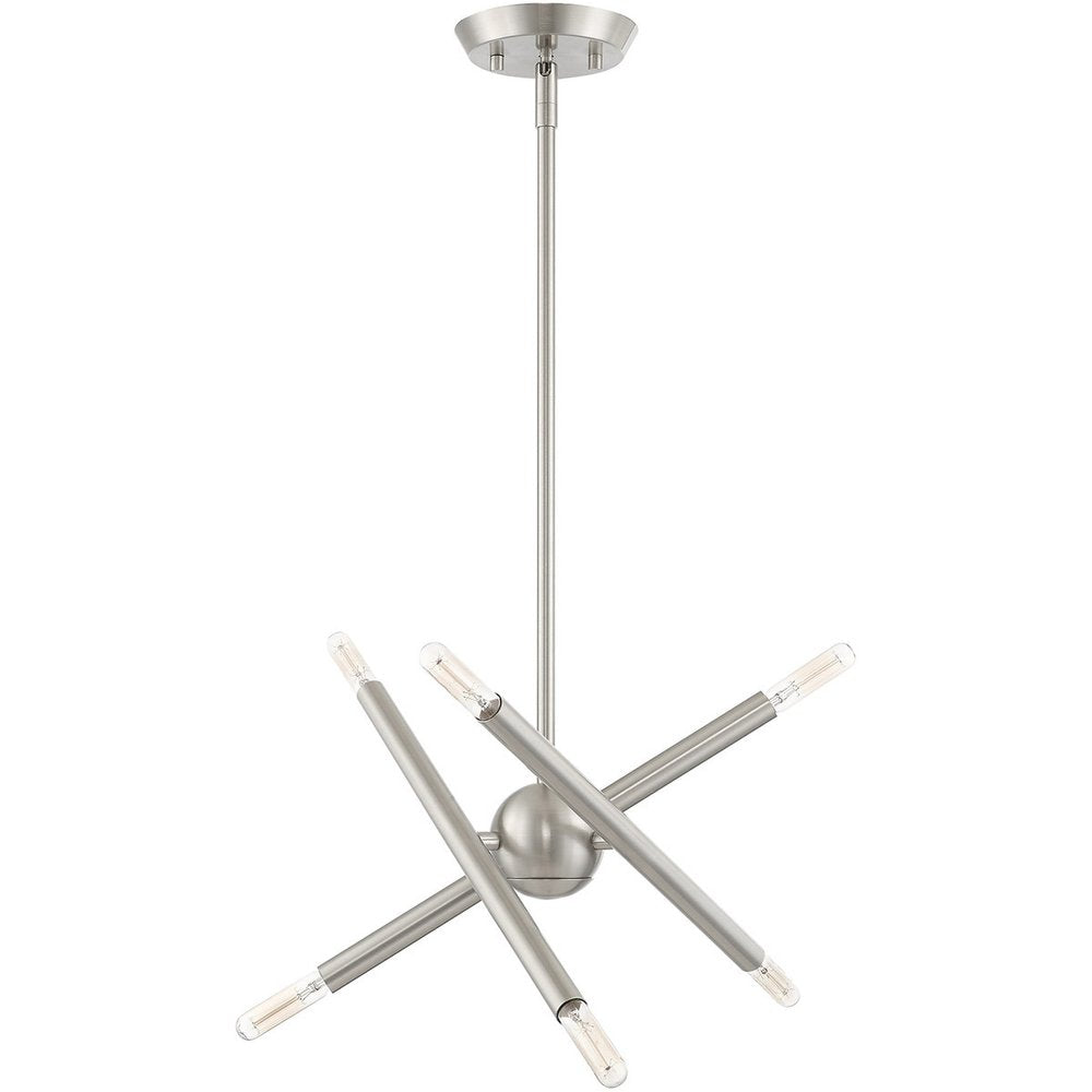 Nickel Six Light Metal Dimmable Chandelier With Shades HomeRoots