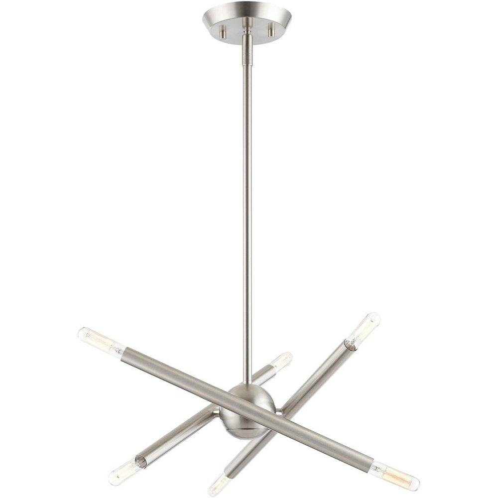 Nickel Six Light Metal Dimmable Chandelier With Shades HomeRoots