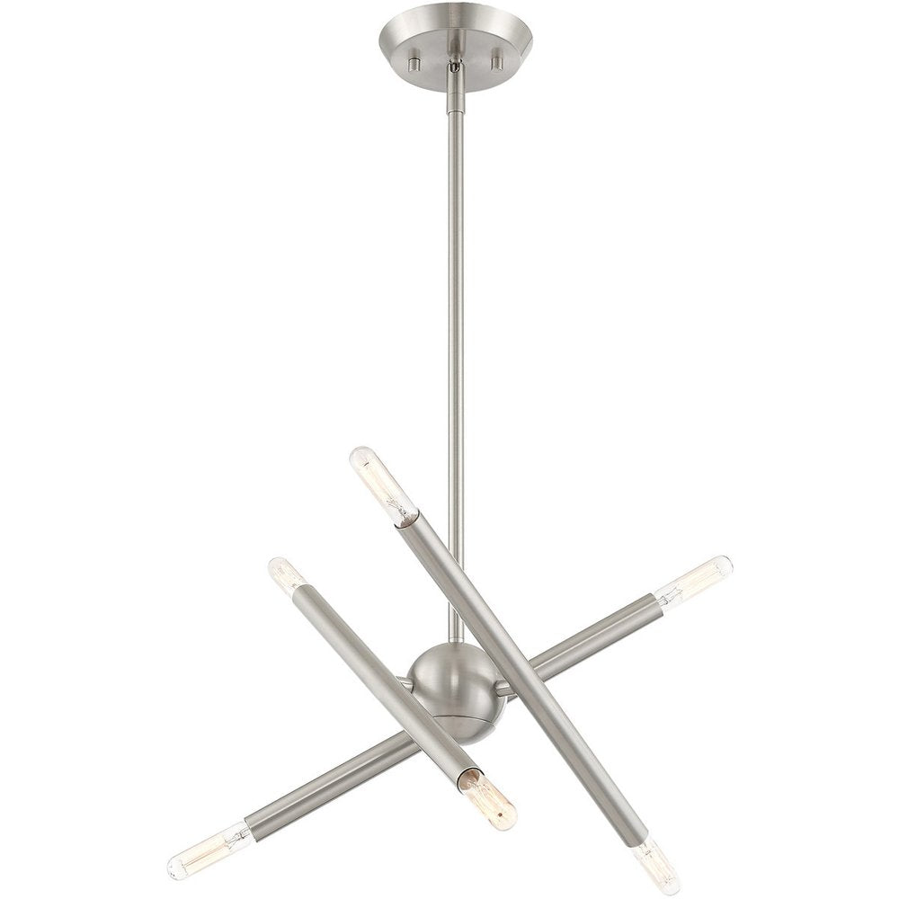 Nickel Six Light Metal Dimmable Chandelier With Shades HomeRoots