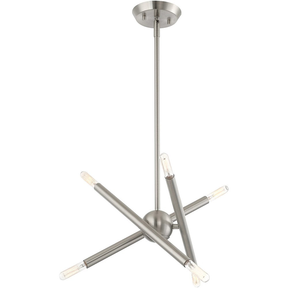 Nickel Six Light Metal Dimmable Chandelier With Shades HomeRoots