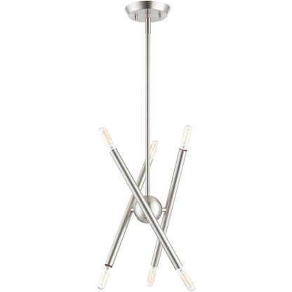 Nickel Six Light Metal Dimmable Chandelier With Shades HomeRoots