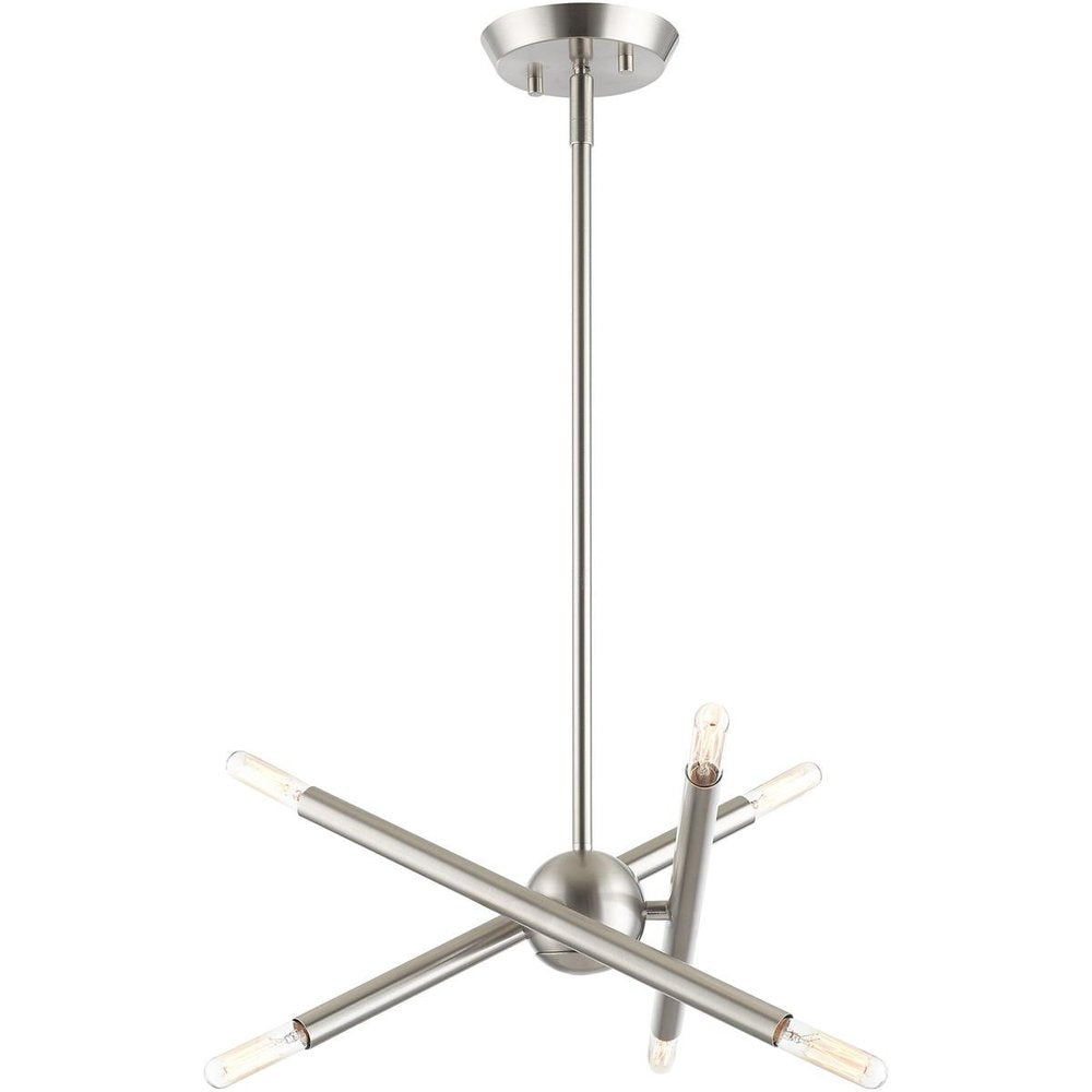 Nickel Six Light Metal Dimmable Chandelier With Shades HomeRoots