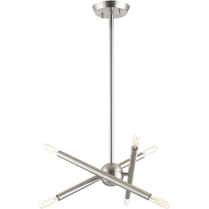 Nickel Six Light Metal Dimmable Chandelier With Shades HomeRoots