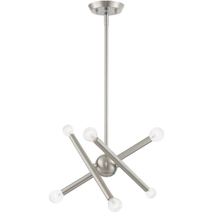 Nickel Six Light Metal Dimmable Chandelier With Shades HomeRoots