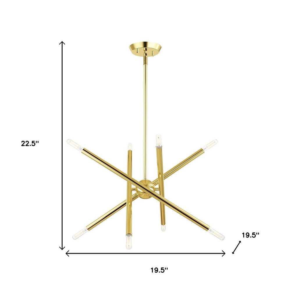 Brass Eight Light Metal Dimmable Chandelier With Shades HomeRoots
