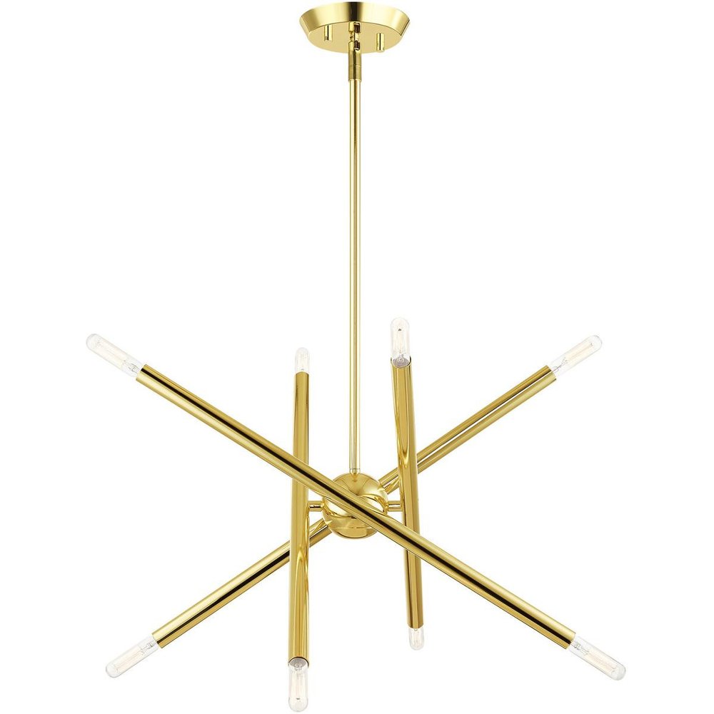 Brass Eight Light Metal Dimmable Chandelier With Shades HomeRoots