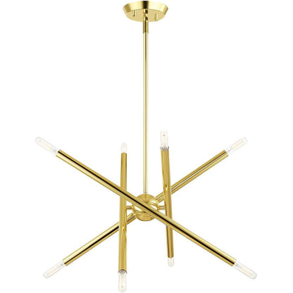 Brass Eight Light Metal Dimmable Chandelier With Shades HomeRoots