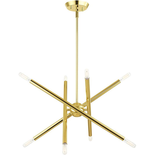 Brass Eight Light Metal Dimmable Chandelier With Shades HomeRoots