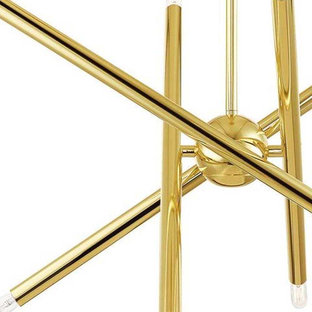 Brass Eight Light Metal Dimmable Chandelier With Shades HomeRoots