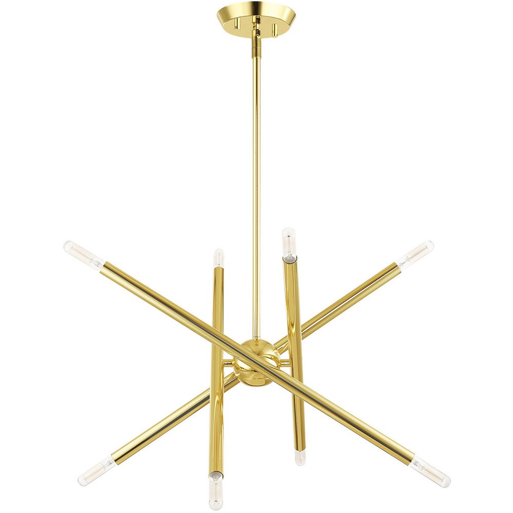 Brass Eight Light Metal Dimmable Chandelier With Shades HomeRoots