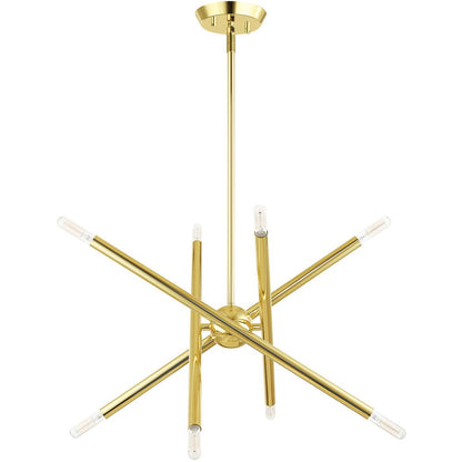 Brass Eight Light Metal Dimmable Chandelier With Shades HomeRoots