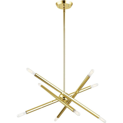 Brass Eight Light Metal Dimmable Chandelier With Shades HomeRoots