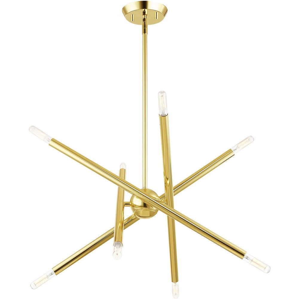 Brass Eight Light Metal Dimmable Chandelier With Shades HomeRoots