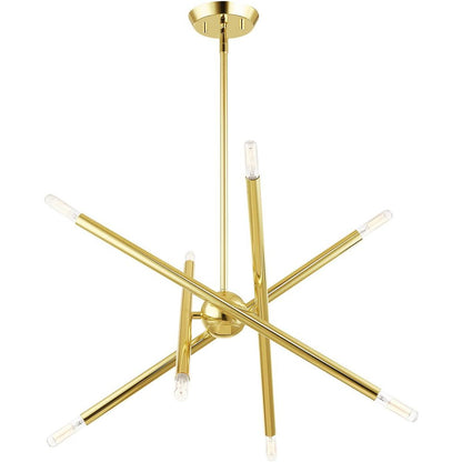 Brass Eight Light Metal Dimmable Chandelier With Shades HomeRoots