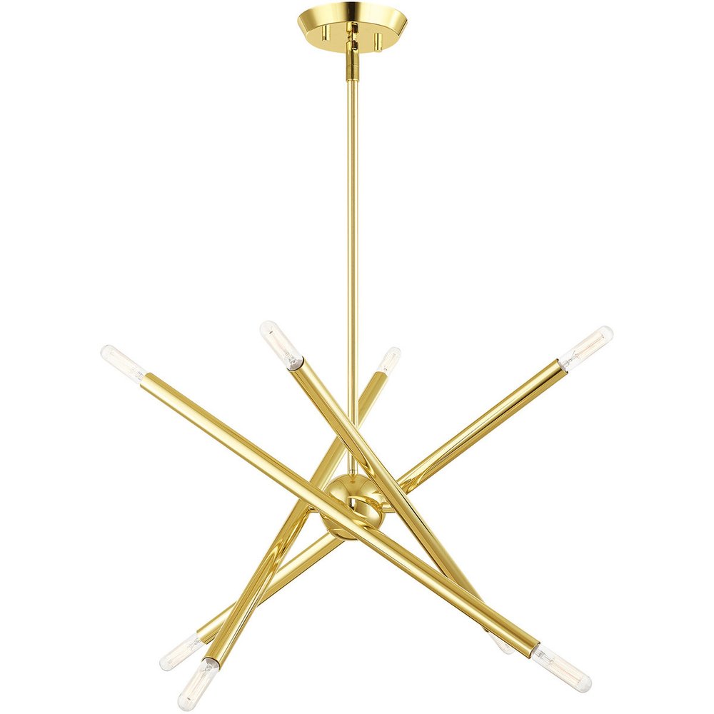Brass Eight Light Metal Dimmable Chandelier With Shades HomeRoots