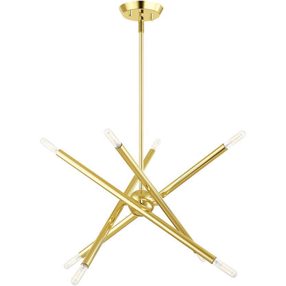 Brass Eight Light Metal Dimmable Chandelier With Shades HomeRoots
