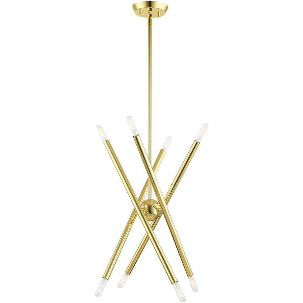Brass Eight Light Metal Dimmable Chandelier With Shades HomeRoots