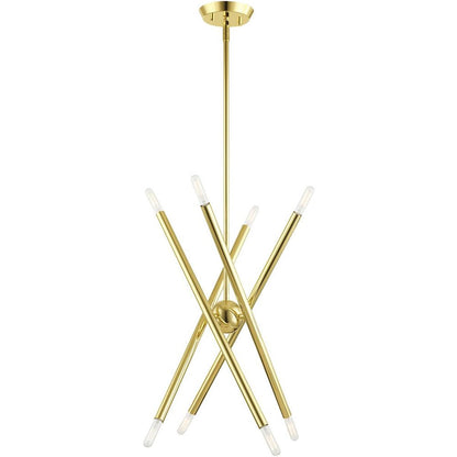 Brass Eight Light Metal Dimmable Chandelier With Shades HomeRoots