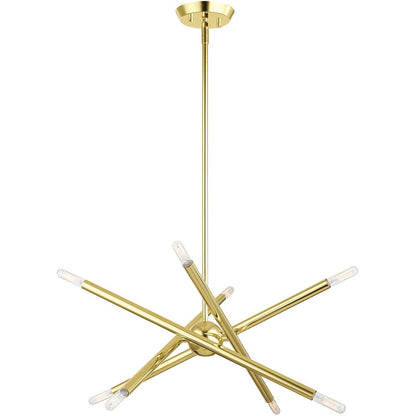 Brass Eight Light Metal Dimmable Chandelier With Shades HomeRoots
