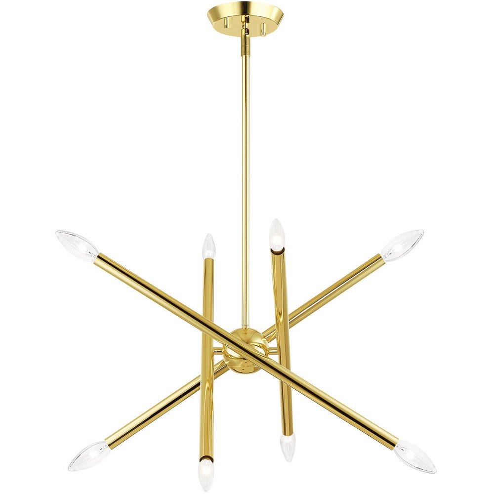 Brass Eight Light Metal Dimmable Chandelier With Shades HomeRoots