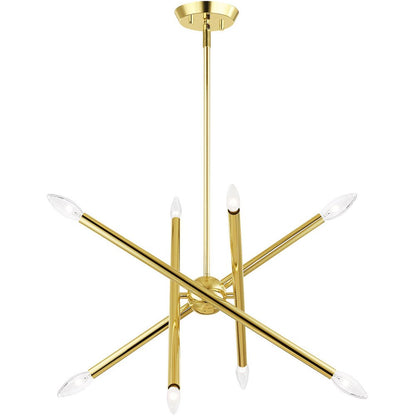 Brass Eight Light Metal Dimmable Chandelier With Shades HomeRoots