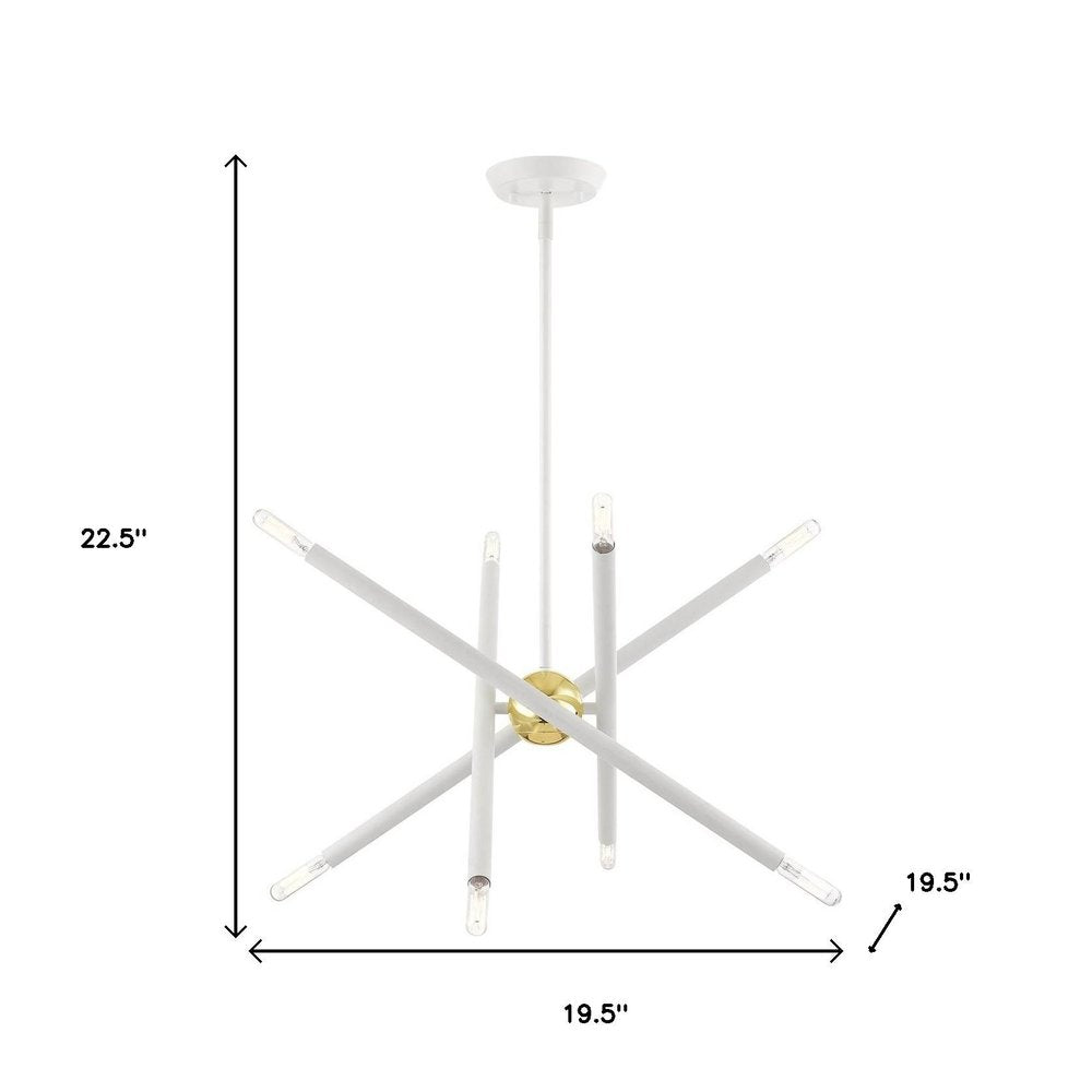 White Eight Light Metal Dimmable Chandelier With Shades HomeRoots