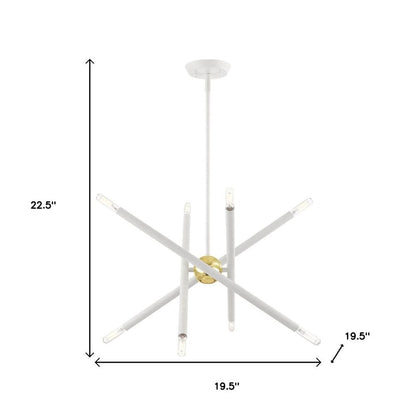 White Eight Light Metal Dimmable Chandelier With Shades HomeRoots