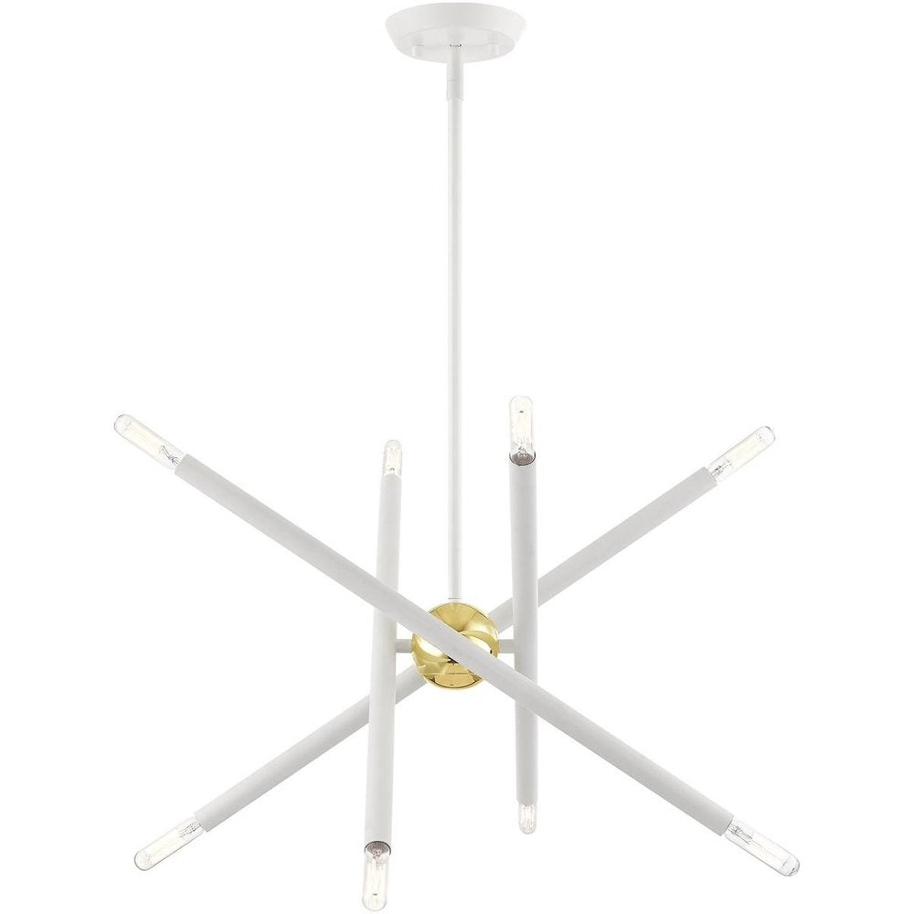 White Eight Light Metal Dimmable Chandelier With Shades HomeRoots