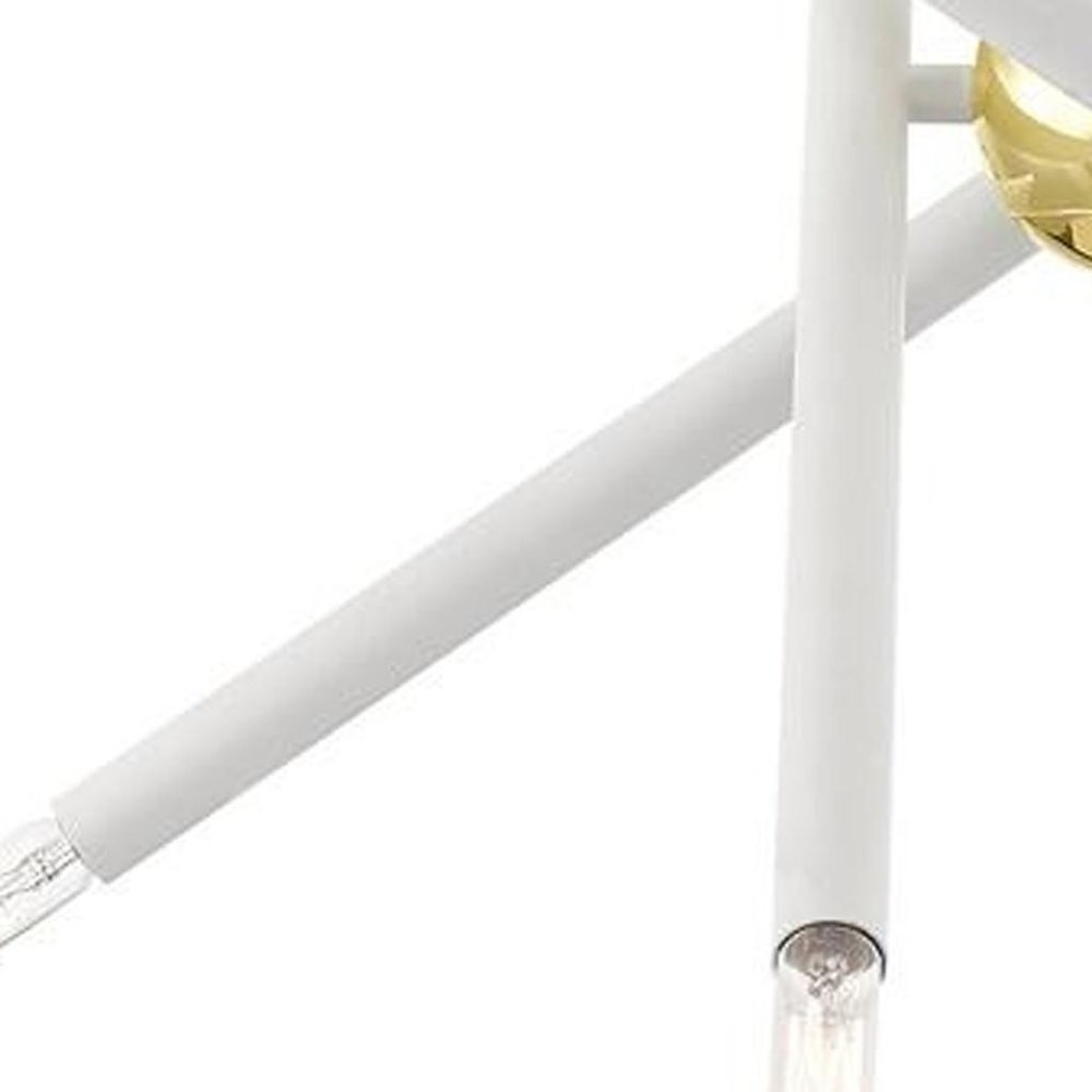 White Eight Light Metal Dimmable Chandelier With Shades HomeRoots