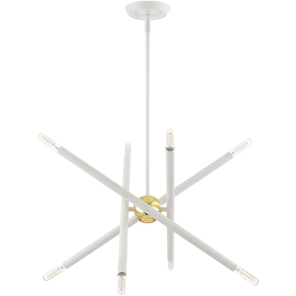 White Eight Light Metal Dimmable Chandelier With Shades HomeRoots