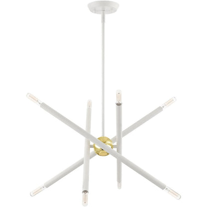 White Eight Light Metal Dimmable Chandelier With Shades HomeRoots
