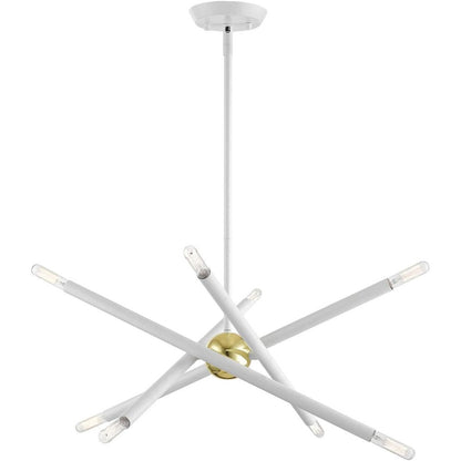 White Eight Light Metal Dimmable Chandelier With Shades HomeRoots
