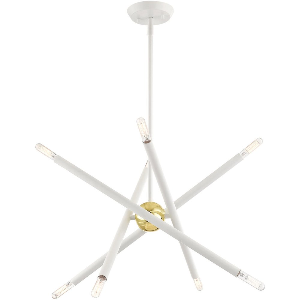 White Eight Light Metal Dimmable Chandelier With Shades HomeRoots