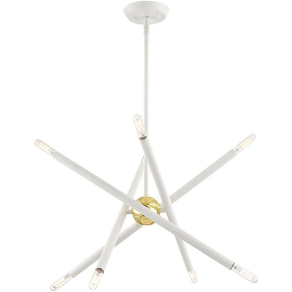 White Eight Light Metal Dimmable Chandelier With Shades HomeRoots